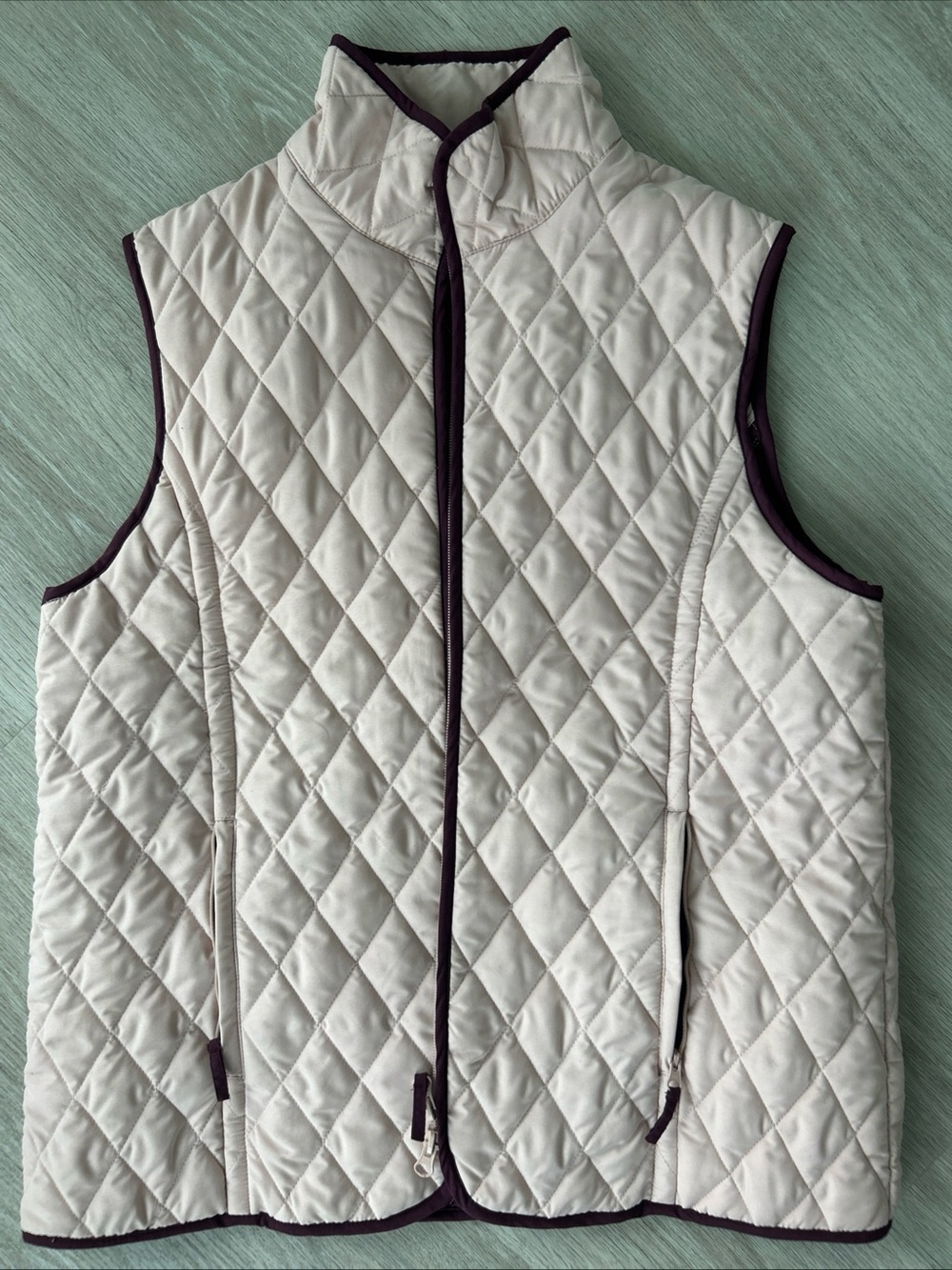 John Partridge Quilted Vest Women’s L Pink Plum Full Zip Pockets Made in England